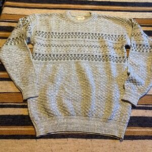Vinatge Grandpa Sweater Knit 90s Chunky Mens Pullover Gray St. John's Bay MT